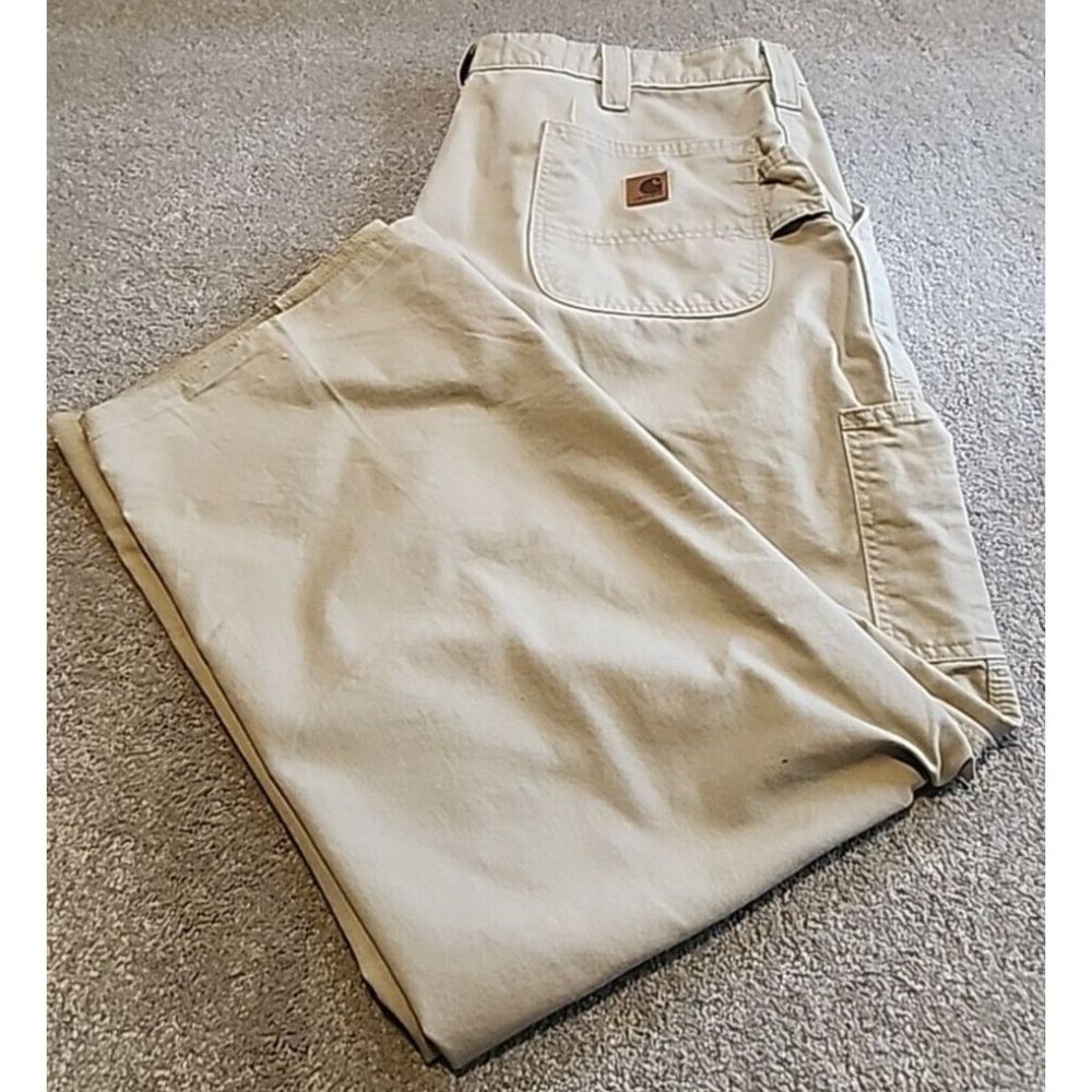 Carhartt B151  Men Sz 42x30  Khaki Carpenter Canvas  Original Loose Fit Bootcut